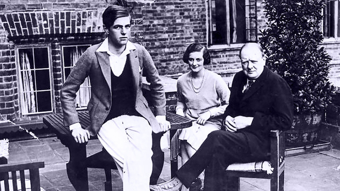 Churchill with his eldest children, Diana and Randolph