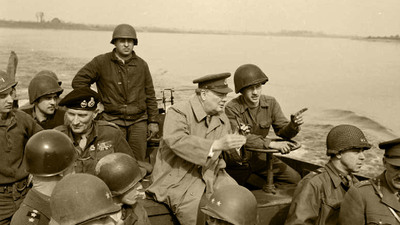 Churchill crossing the Rhine in Germany