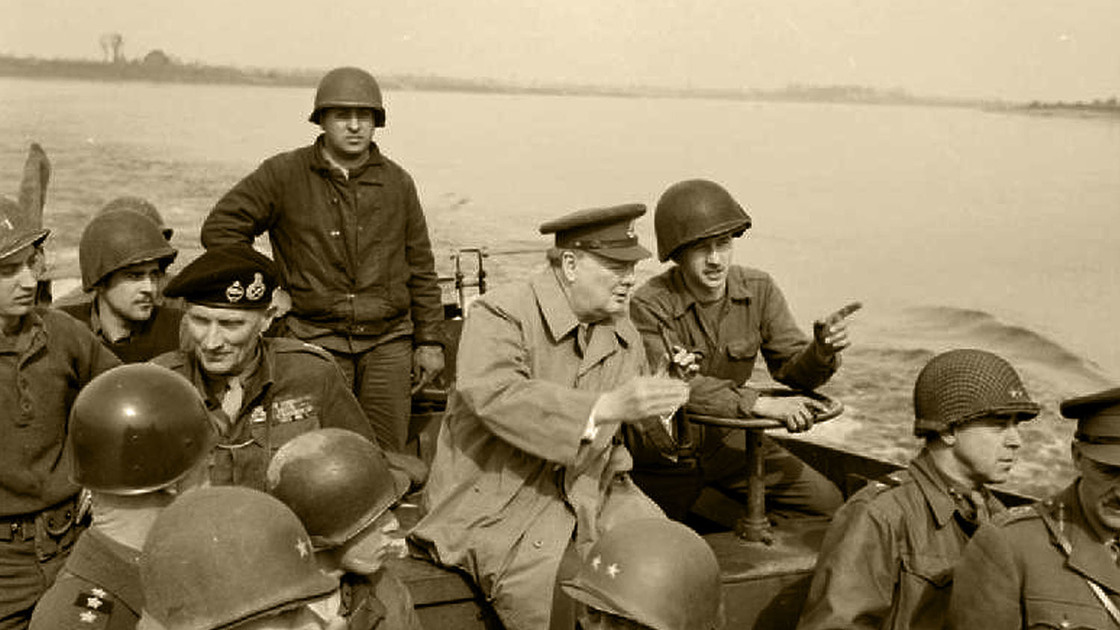 Churchill crossing the Rhine in Germany