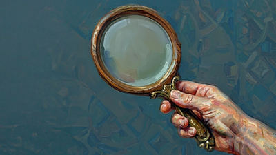 Image of a man holding a handheld mirror
