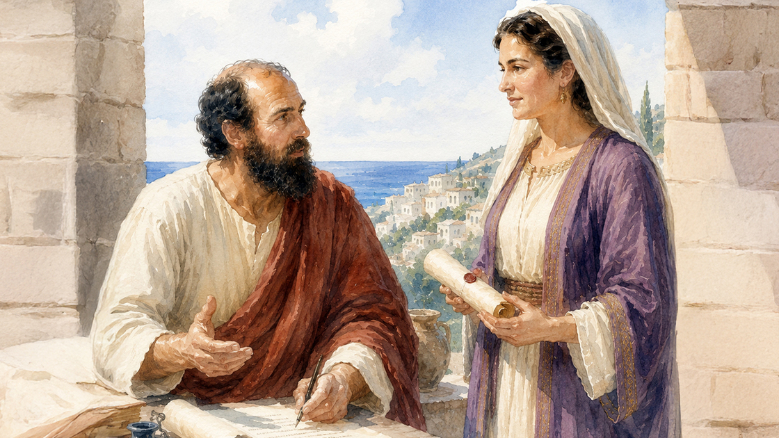 Phebe assisting the Apostle Paul.