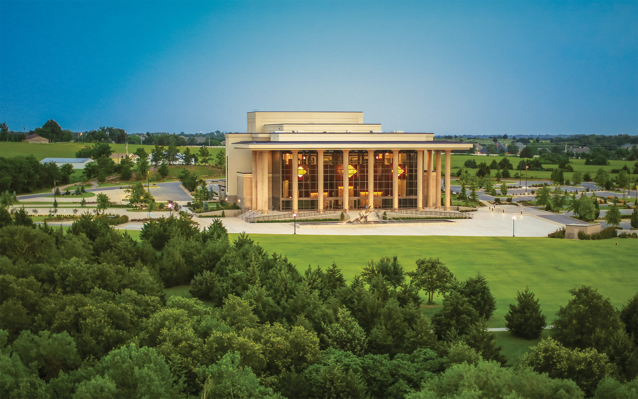 Armstrong Auditorium at dusk